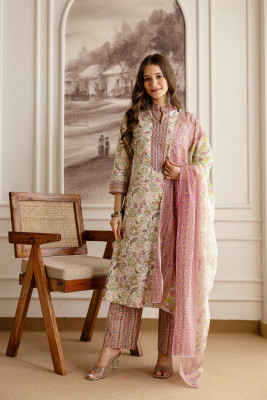 RANGTARA Floral Print Kurta, Trouser/Pant & Dupatta Set