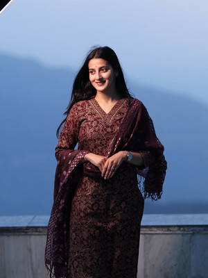 TWIKA Women Printed A-line Kurta(Brown)