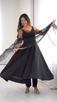 LOKITA WORLD Solid Anarkali Kurta, Bottom & Dupatta Set