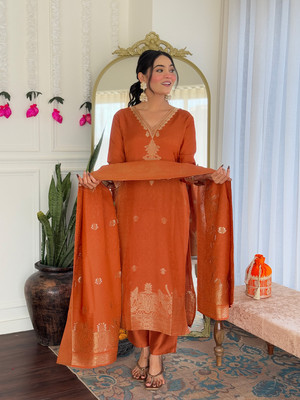 Firewave Embroidered Kurta, Trouser/Pant & Dupatta Set