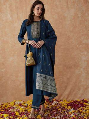 Tasrika Embroidered Kurta, Trouser/Pant & Dupatta Set