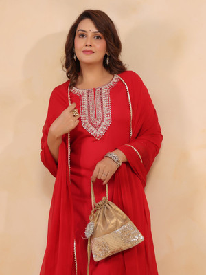 Anouk Rustic Embroidered Kurta, Trouser/Pant & Dupatta Set