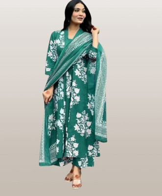 Harsh Enterprises Floral Print Kurta, Palazzo & Dupatta Set