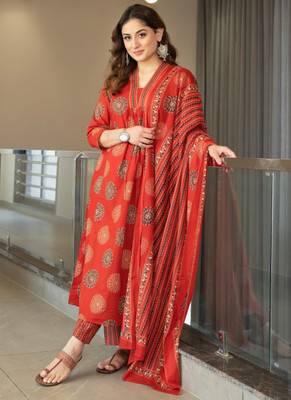 Arayna Floral Print Kurta, Palazzo & Dupatta Set