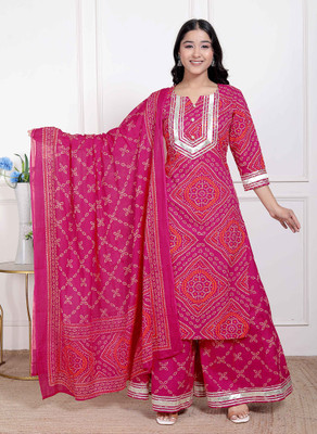 Doriyaan Printed Kurta, Palazzo & Dupatta Set