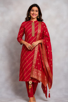 Gayathri Collections Printed Kurta, Churidar & Dupatta Set