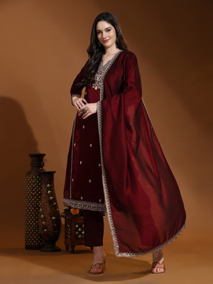Trendmalls Embroidered Kurta, Trouser/Pant & Dupatta Set