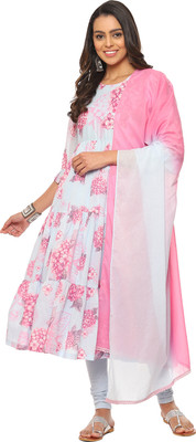 BIBA Printed Kurta, Churidar & Dupatta Set
