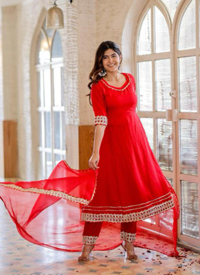 STYLISH CREATION Solid Anarkali Kurta, Bottom & Dupatta Set