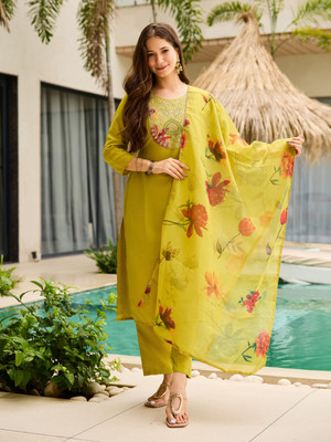 SDK Fashion Embroidered Kurta, Trouser/Pant & Dupatta Set