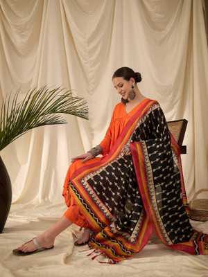 InWeave Solid Kurta, Palazzo & Dupatta Set