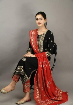 kcb Printed Kurta, Palazzo & Dupatta Set