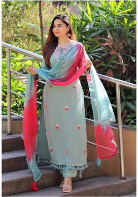 ROYALETHNICAURA Embellished Kurta, Trouser/Pant & Dupatta Set