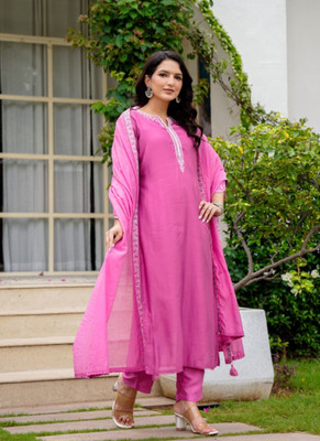 Anusheet Fashion Embroidered Kurta, Trouser/Pant & Dupatta Set