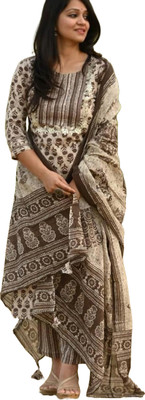KRATI CREATIONS Printed Kurta, Trouser/Pant & Dupatta Set