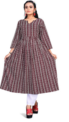 Runaya Nx Printed Anarkali Kurta, Bottom & Dupatta Set
