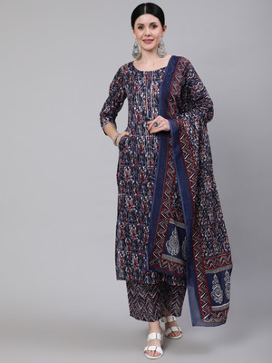 Nayo Printed Kurta, Palazzo & Dupatta Set
