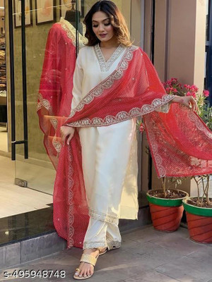 LuGruCollection Embroidered Kurta, Trouser/Pant & Dupatta Set