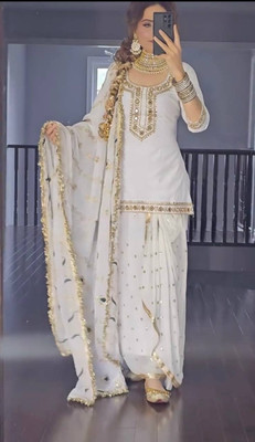 Mahi Fashion Embroidered Kurta, Dhoti Pant & Dupatta Set