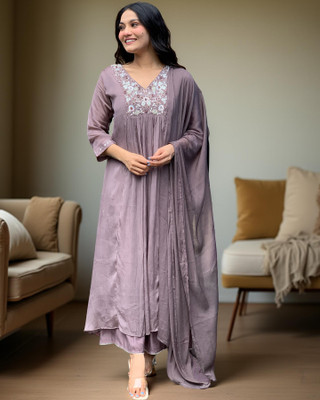 Tylissa Embroidered Anarkali Kurta, Bottom & Dupatta Set