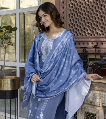 AAYESHA FABRIC Solid Kurta, Trouser/Pant & Dupatta Set