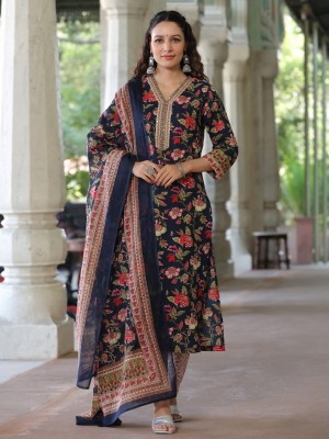 Rain & Rainbow Floral Print Kurta, Trouser/Pant & Dupatta Set