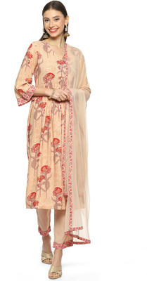 BIBA Floral Print Kurta, Trouser/Pant & Dupatta Set
