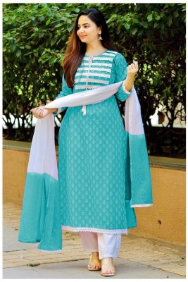 KRF FAB Embroidered, Printed Kurta, Trouser/Pant & Dupatta Set