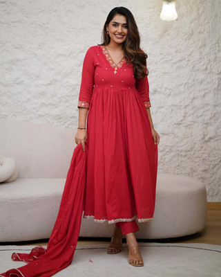 KHODAL ENTERPRISE Embroidered Kurta, Trouser/Pant & Dupatta Set