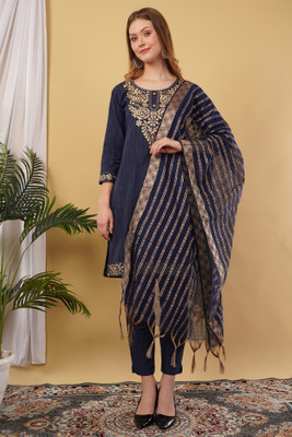 HOUSE OF COMMON Embroidered Kurta, Trouser/Pant & Dupatta Set