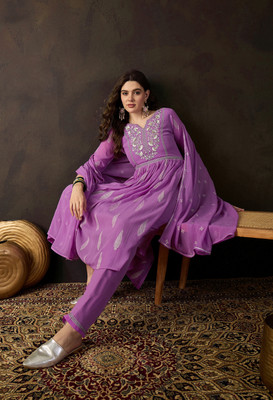 SheWill Embroidered Kurta, Trouser/Pant & Dupatta Set