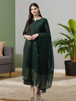 CreationRajvi Solid Kurta, Palazzo & Dupatta Set