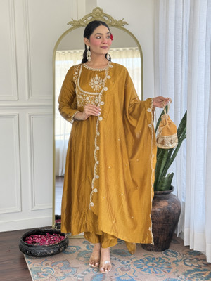 Tylissa Embroidered Anarkali Kurta, Bottom & Dupatta Set