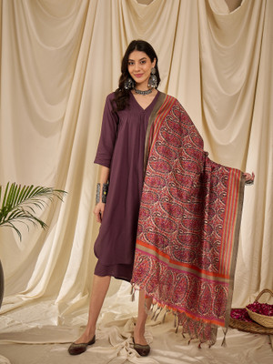 InWeave Solid Kurta, Palazzo & Dupatta Set
