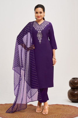 SARVAGNA Embroidered Kurta, Trouser/Pant & Dupatta Set