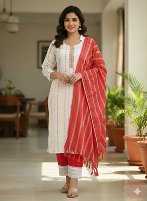 MASOOM COLLECTION Embroidered Kurta, Dhoti Pant & Dupatta Set