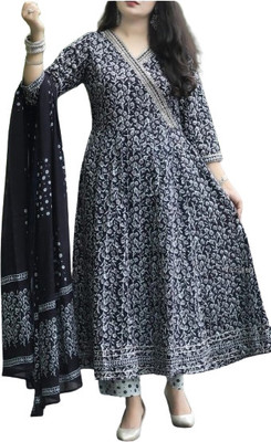 Bhande Balaji Textile Embroidered Anarkali Kurta, Bottom & Dupatta Set