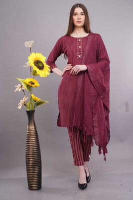AITextiles Solid Kurta, Trouser/Pant & Dupatta Set