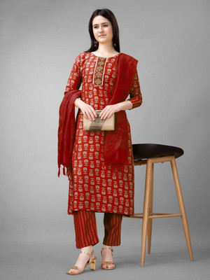 SoshrepCreation Self Design Kurta, Trouser/Pant & Dupatta Set