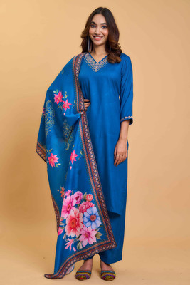 shiv textiles Solid Kurta, Trouser/Pant & Dupatta Set
