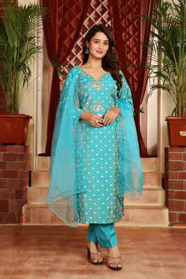 shankhpushpi Embroidered Kurta, Trouser/Pant & Dupatta Set