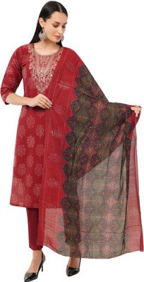 Pranjal Floral Print Kurta, Trouser/Pant & Dupatta Set