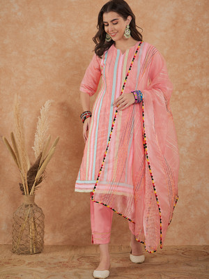 manvaa Embroidered Kurta, Trouser/Pant & Dupatta Set