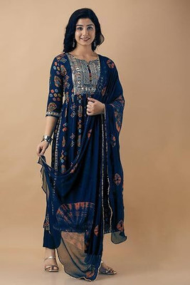 Aditi Tex Fab Printed Kurta, Trouser/Pant & Dupatta Set