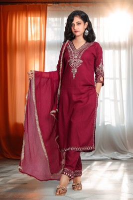 Bilori Embroidered Kurta, Trouser/Pant & Dupatta Set