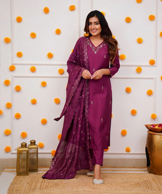 shiv textiles Embroidered Kurta, Trouser/Pant & Dupatta Set
