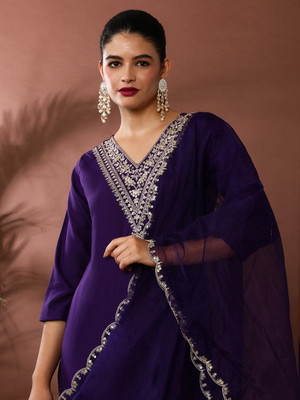 Jaipur Kurti Embroidered Kurta, Trouser/Pant & Dupatta Set