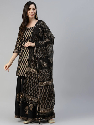 DIVENA Printed Kurta, Sharara & Dupatta Set