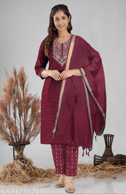 H.A TEXTILES Embroidered Kurta, Trouser/Pant & Dupatta Set