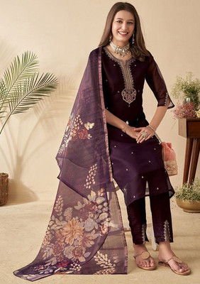 ROHEENI CREATION Embroidered Kurta, Trouser/Pant & Dupatta Set